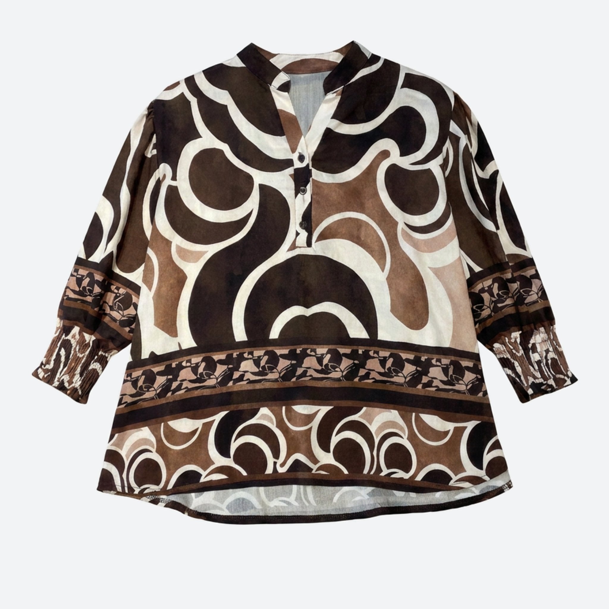 MOONDUST Moondust Bella Garden Blouse | Printed Blouse BLOUSE/SHIRT 129 CHOCOLATE