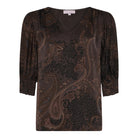 MOONDUST Moondust Bella Satin V-Neck | Satin Blouse BLOUSE/SHIRT 129 CHOCOLATE