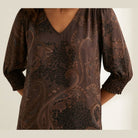 MOONDUST Moondust Bella Satin V-Neck | Satin Blouse BLOUSE/SHIRT 129 CHOCOLATE