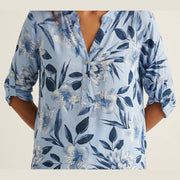 MOONDUST Moondust Big Flower Gage Blouse | Floral Blouse BLOUSE/SHIRT 107 SOFT BLUE