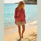 MOONDUST Moondust Big Flower Gage Blouse | Floral Blouse BLOUSE/SHIRT 350 CORAL