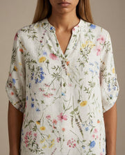 MOONDUST Moondust Big Flower Gage Blouse | Floral Blouse BLOUSE/SHIRT 10 WHITE