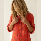 MOONDUST Moondust Big Flower Gage Blouse | Floral Blouse BLOUSE/SHIRT 350 CORAL