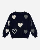 MOONDUST Moondust Heart Knit | Soft Relaxed Fit Sweater with Heart Pattern KNITWEAR 104 NAVY