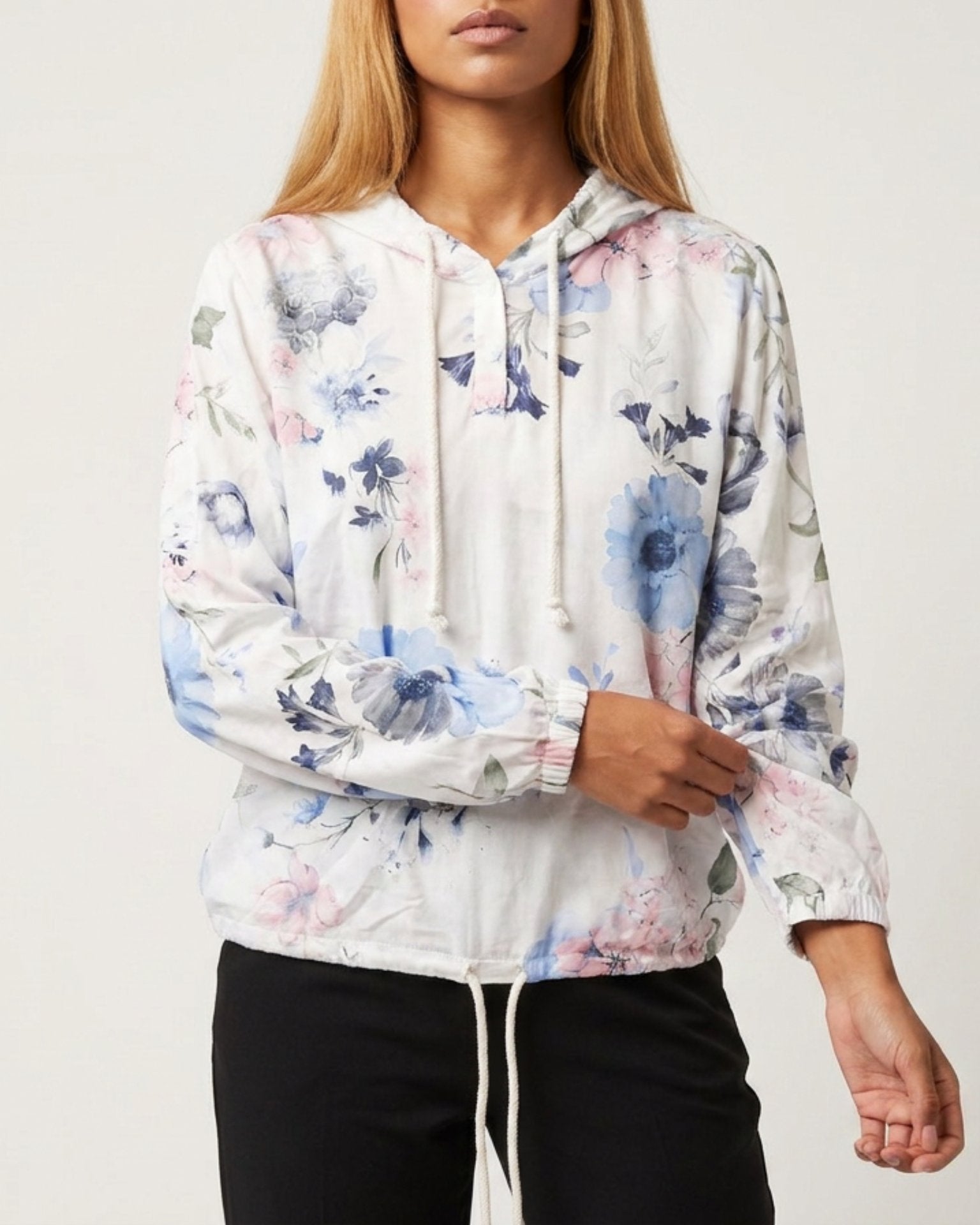 MOONDUST Moondust Hooded Blouse Flower | Floral Blouse BLOUSE/SHIRT 10 WHITE