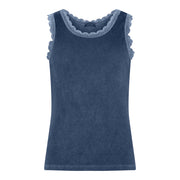 MOONDUST Moondust Lace Rib Top | Ribbed Tank Top with Lace TOP/T-SHIRT 108 JEANS BLUE