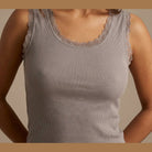 MOONDUST Moondust Lace Rib Top | Ribbed Tank Top with Lace TOP/T-SHIRT 136 FANGO