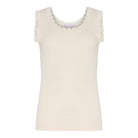 MOONDUST Moondust Lace Rib Top | Ribbed Tank Top with Lace TOP/T-SHIRT 20 OFF WHITE