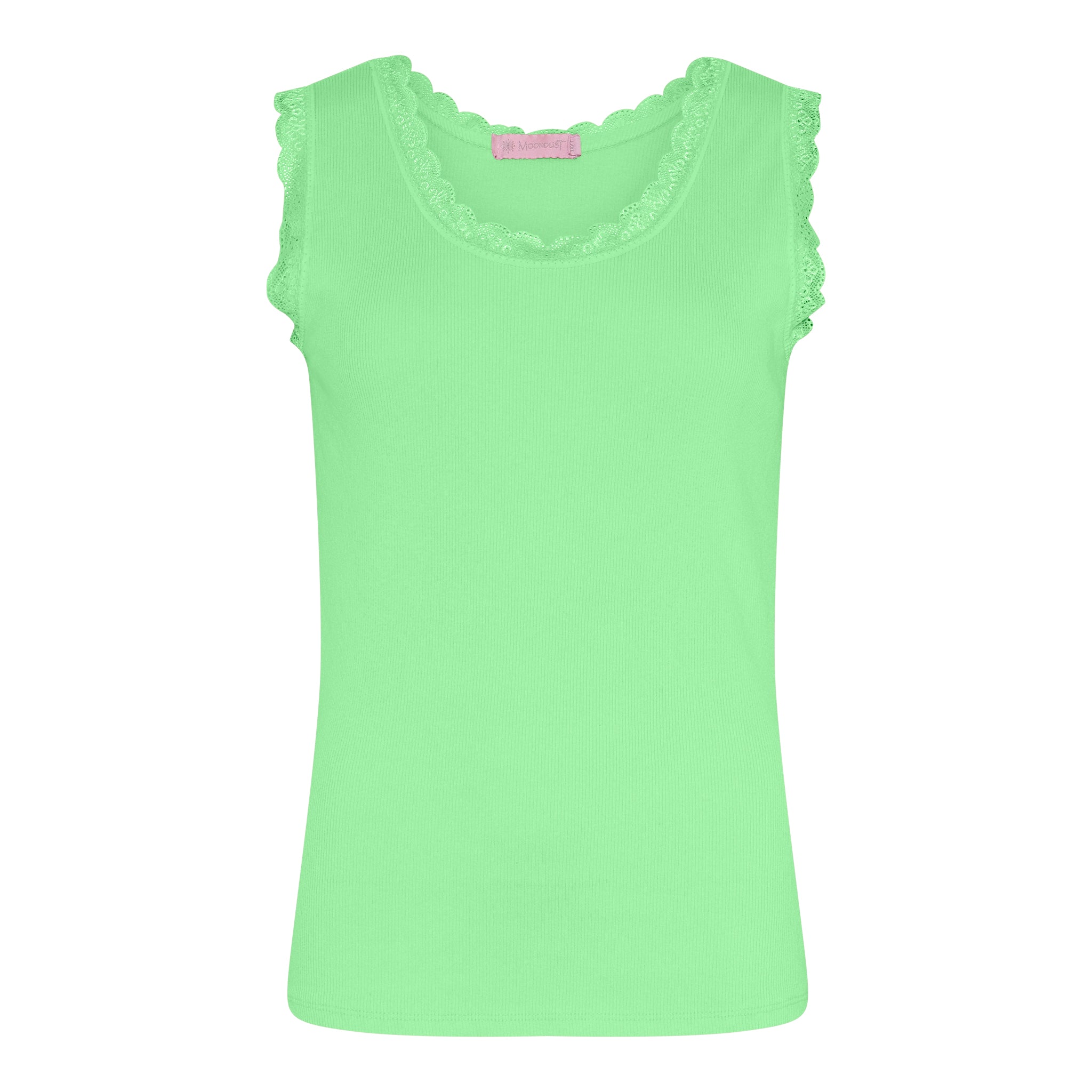 MOONDUST Moondust Lace Rib Top | Ribbed Tank Top with Lace TOP/T-SHIRT 265 GRASS GREEN