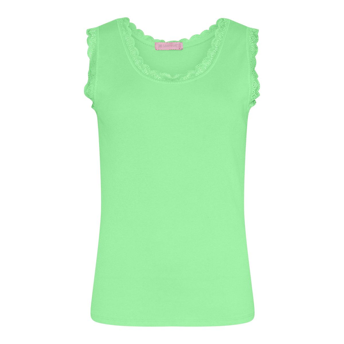 MOONDUST Moondust Lace Rib Top | Ribbed Tank Top with Lace TOP/T-SHIRT 265 GRASS GREEN