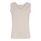 MOONDUST Moondust Lace Rib Top | Ribbed Tank Top with Lace TOP/T-SHIRT 27 SAND