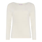 MOONDUST Moondust Lulu Rib Lace Blouse | Ribbed Top with Lace BLOUSE/SHIRT 20 OFF WHITE
