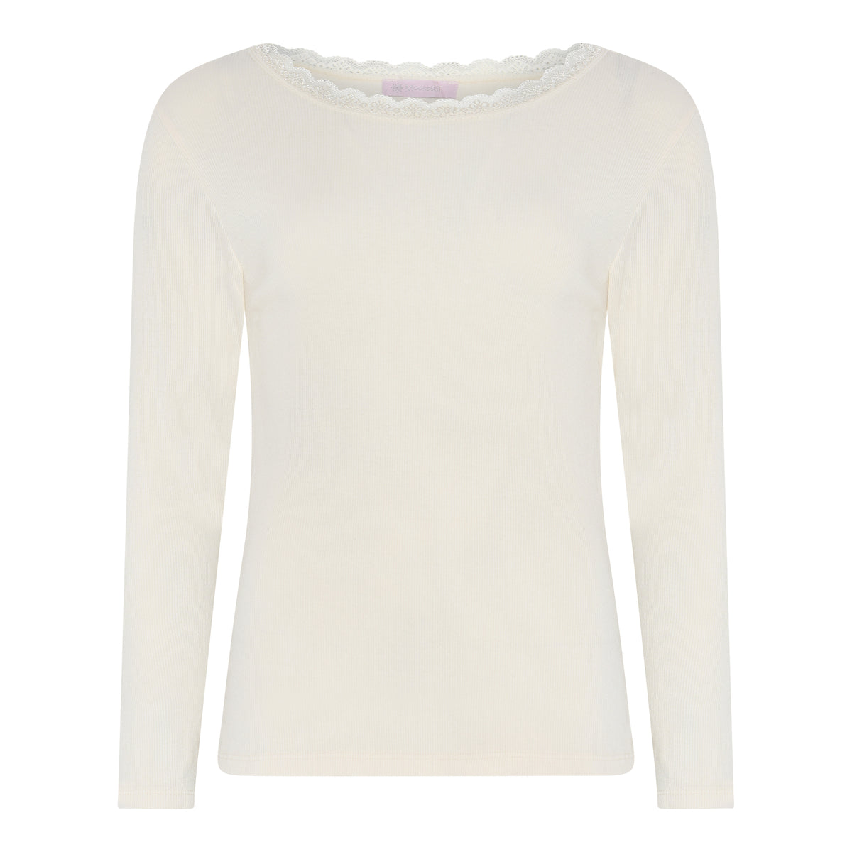 MOONDUST Moondust Lulu Rib Lace Blouse | Ribbed Top with Lace BLOUSE/SHIRT 20 OFF WHITE
