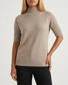 MOONDUST Moondust Mia Turtle Knit | Elegant Short Sleeve High Neck Sweater KNITWEAR 125 LATTE