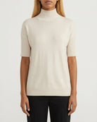 MOONDUST Moondust Mia Turtle Knit | Elegant Short Sleeve High Neck Sweater KNITWEAR 20 OFF WHITE