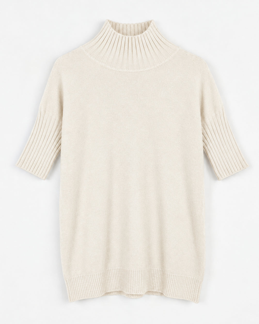 MOONDUST Moondust Mia Turtle Knit | Elegant Short Sleeve High Neck Sweater KNITWEAR 20 OFF WHITE