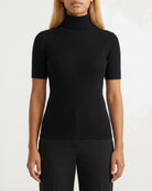 MOONDUST Moondust Mia Turtle Knit | Elegant Short Sleeve High Neck Sweater KNITWEAR 80 BLACK