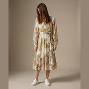 MOONDUST Moondust Paisley Dress | Blue Paisley Midi Dress with Tie Waist DRESS/JUMPSUIT 562 ORANGE