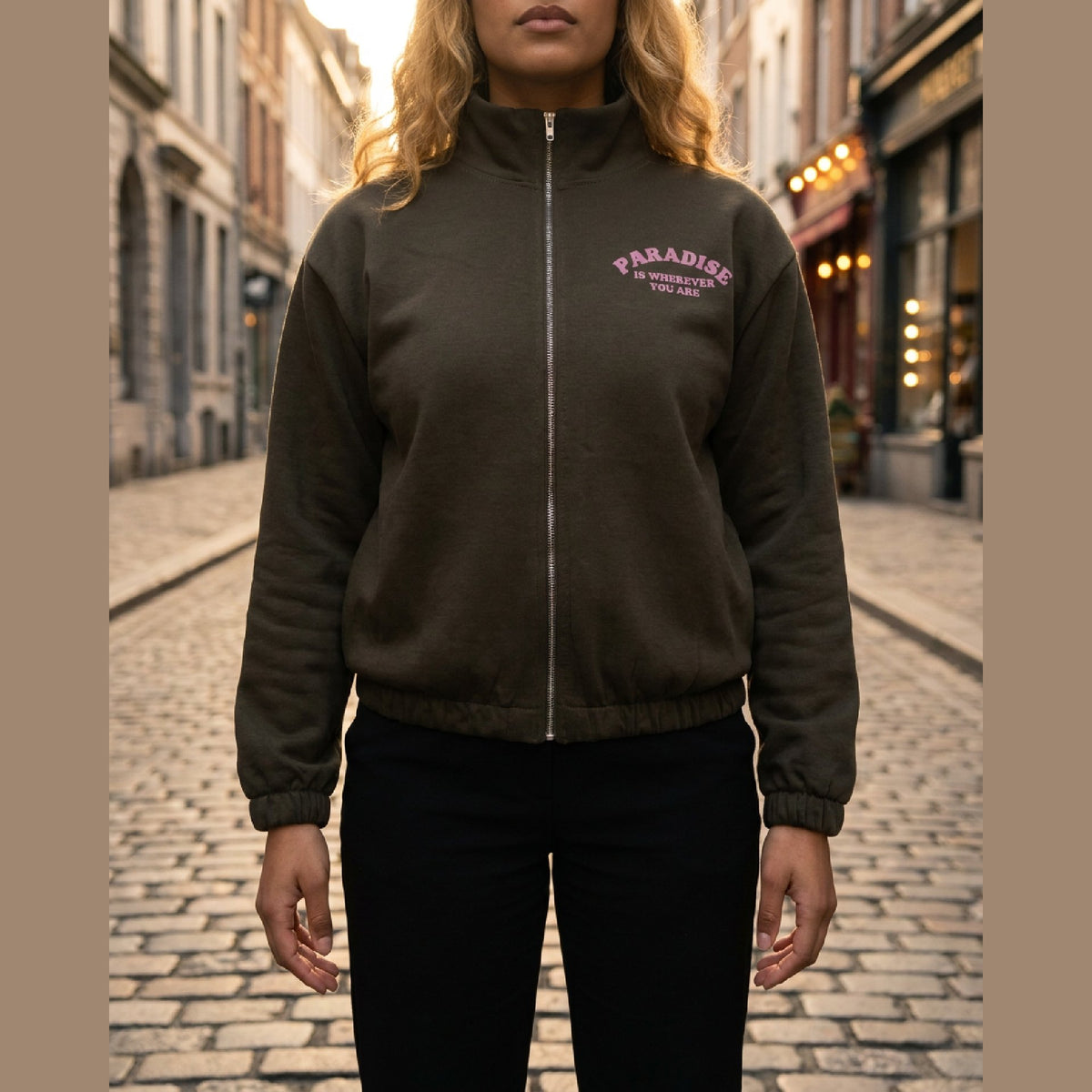MOONDUST Moondust Paradise Sweat | Zip Front Relaxed Sweatshirt BLOUSE/SHIRT 129 CHOCOLATE