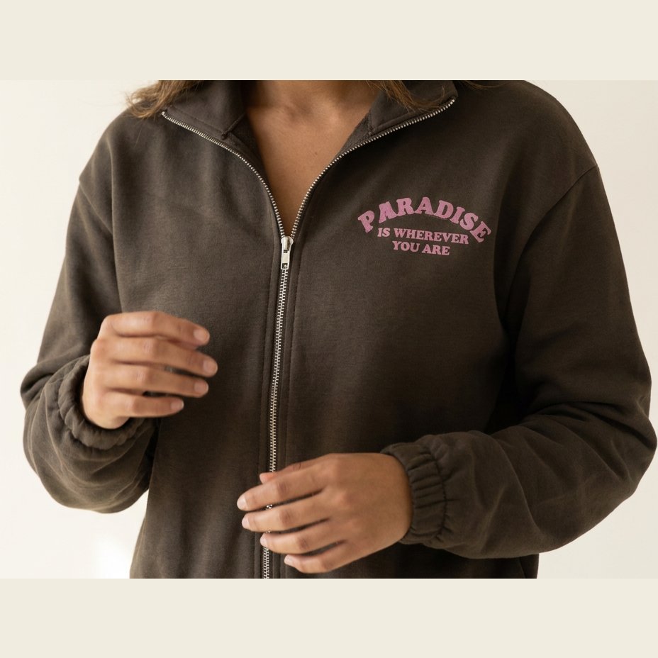 MOONDUST Moondust Paradise Sweat | Zip Front Relaxed Sweatshirt BLOUSE/SHIRT 129 CHOCOLATE