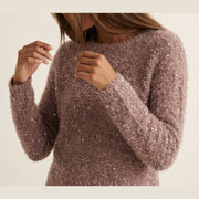 MOONDUST Moondust Plys Pailet Blouse | Soft Knit with Subtle Sequin Detail BLOUSE/SHIRT 303 ROSE