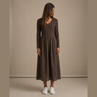 MOONDUST Moondust RIB S/SL Dress | Ribbed Dress DRESS/JUMPSUIT 129 CHOCOLATE