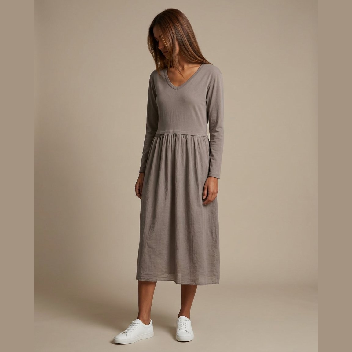 MOONDUST Moondust RIB S/SL Dress | Ribbed Dress DRESS/JUMPSUIT 136 FANGO