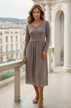 MOONDUST Moondust RIB S/SL Dress | Ribbed Dress DRESS/JUMPSUIT 136 FANGO