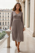 MOONDUST Moondust RIB S/SL Dress | Ribbed Dress DRESS/JUMPSUIT 136 FANGO