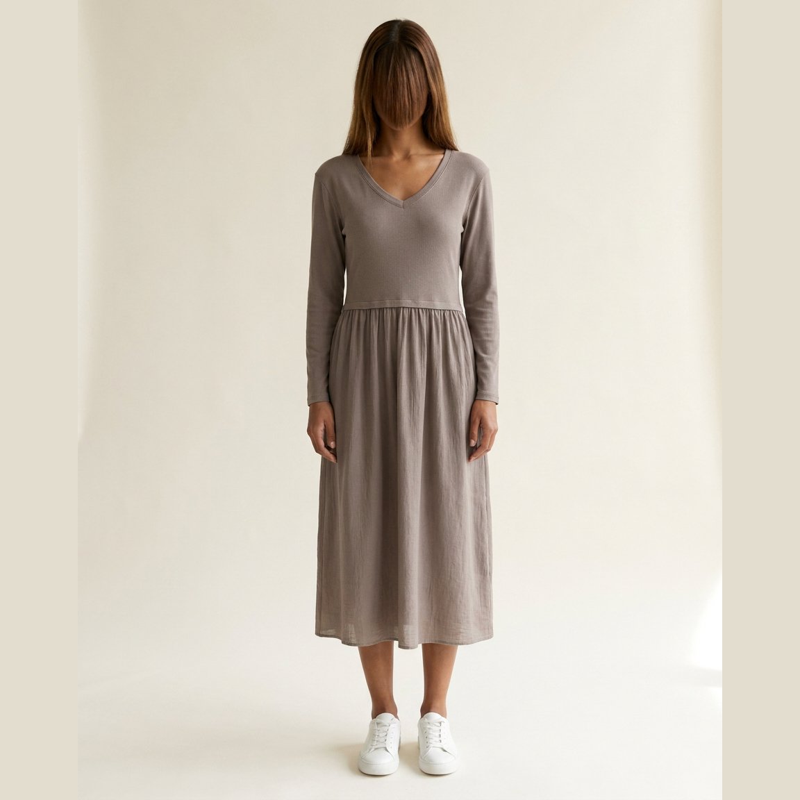 MOONDUST Moondust RIB S/SL Dress | Ribbed Dress DRESS/JUMPSUIT 136 FANGO