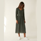 MOONDUST Moondust RIB S/SL Dress | Ribbed Dress DRESS/JUMPSUIT 267 MOSS GREEN
