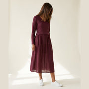 MOONDUST Moondust RIB S/SL Dress | Ribbed Dress DRESS/JUMPSUIT 400 BORDEAUX