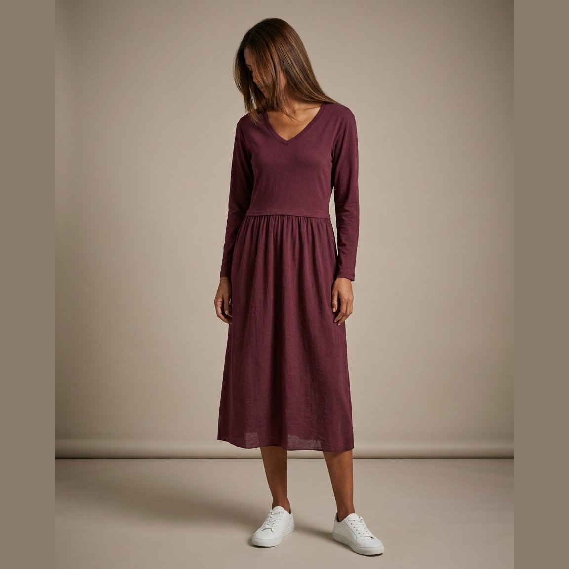 MOONDUST Moondust RIB S/SL Dress | Ribbed Dress DRESS/JUMPSUIT 400 BORDEAUX