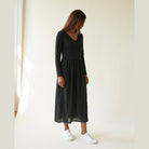 MOONDUST Moondust RIB S/SL Dress | Ribbed Dress DRESS/JUMPSUIT 80 BLACK