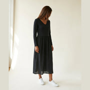 MOONDUST Moondust RIB S/SL Dress | Ribbed Dress DRESS/JUMPSUIT 80 BLACK
