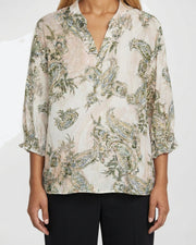 MOONDUST Moondust Rose Crepe Shirt | Feminine Floral Crepe Blouse BLOUSE/SHIRT 267 MOSS GREEN