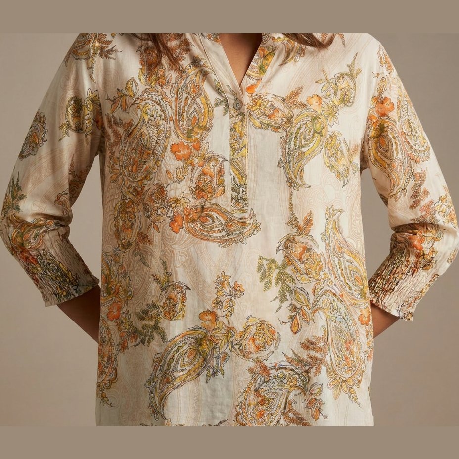MOONDUST Moondust Rose Crepe Shirt | Feminine Floral Crepe Blouse BLOUSE/SHIRT 562 ORANGE