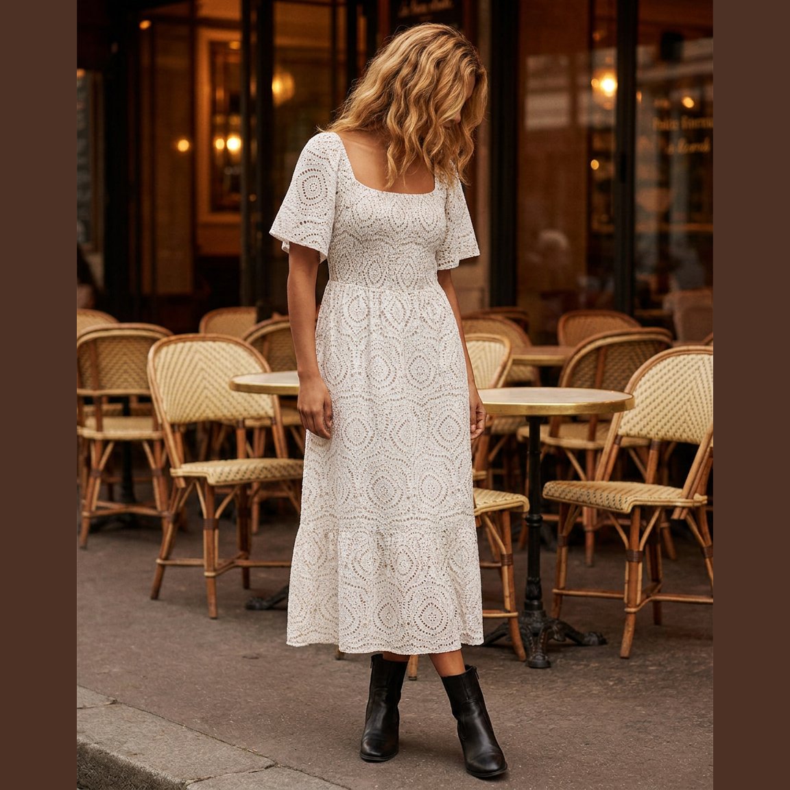 MOONDUST Moondust Selma Gage Ink Dress | Feminine Printed Dress DRESS/JUMPSUIT 27 SAND
