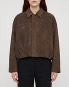 MOONDUST Moondust Suede Bumper Jacket | Modern Suede Look Jacket OUTERWEAR 129 CHOCOLATE