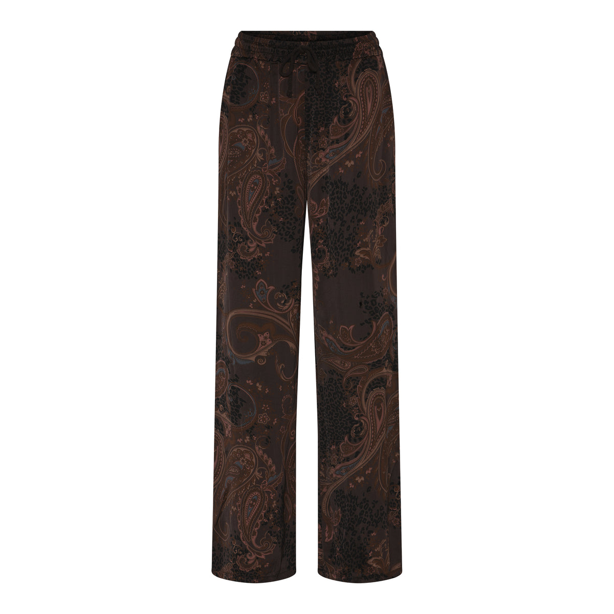 MOONDUST Moondust Wide Paisley Satin Pant | Satin Pants PANTS 129 CHOCOLATE