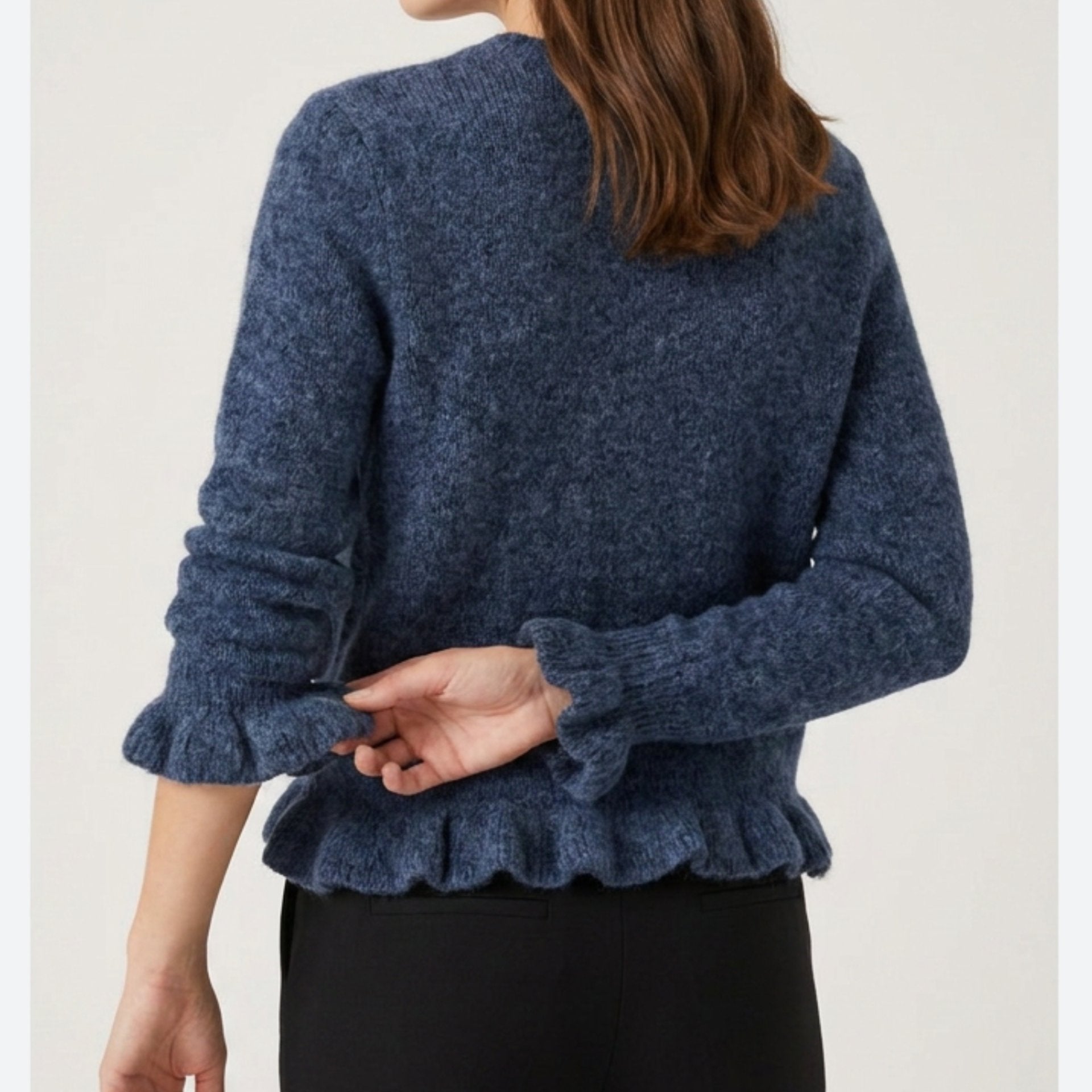 MOONDUST NEW FRILL CARDIGAN KNITWEAR 108 JEANS BLUE