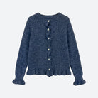 MOONDUST NEW FRILL CARDIGAN KNITWEAR 108 JEANS BLUE