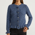 MOONDUST NEW FRILL CARDIGAN KNITWEAR 108 JEANS BLUE