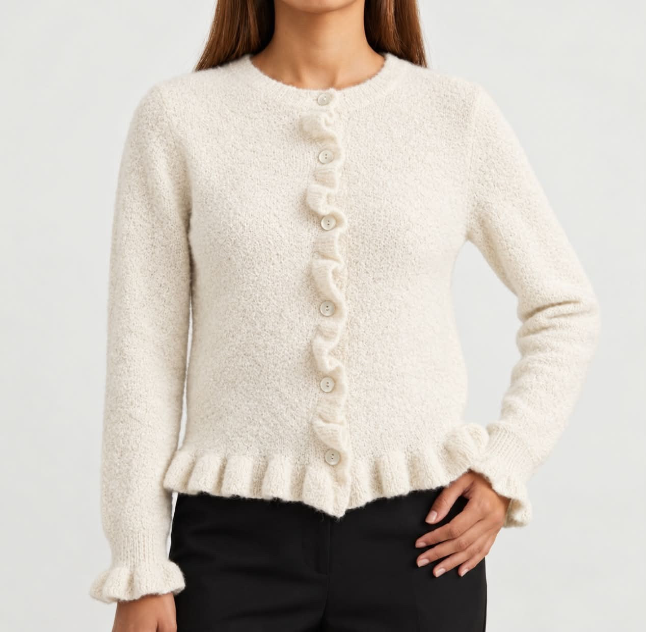 MOONDUST NEW FRILL CARDIGAN KNITWEAR 20 OFF WHITE