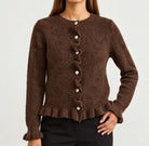MOONDUST NEW FRILL CARDIGAN KNITWEAR 129 CHOCOLATE