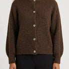MOONDUST NICE MOHAIR BASIC CARDIGAN KNITWEAR 129 CHOCOLATE