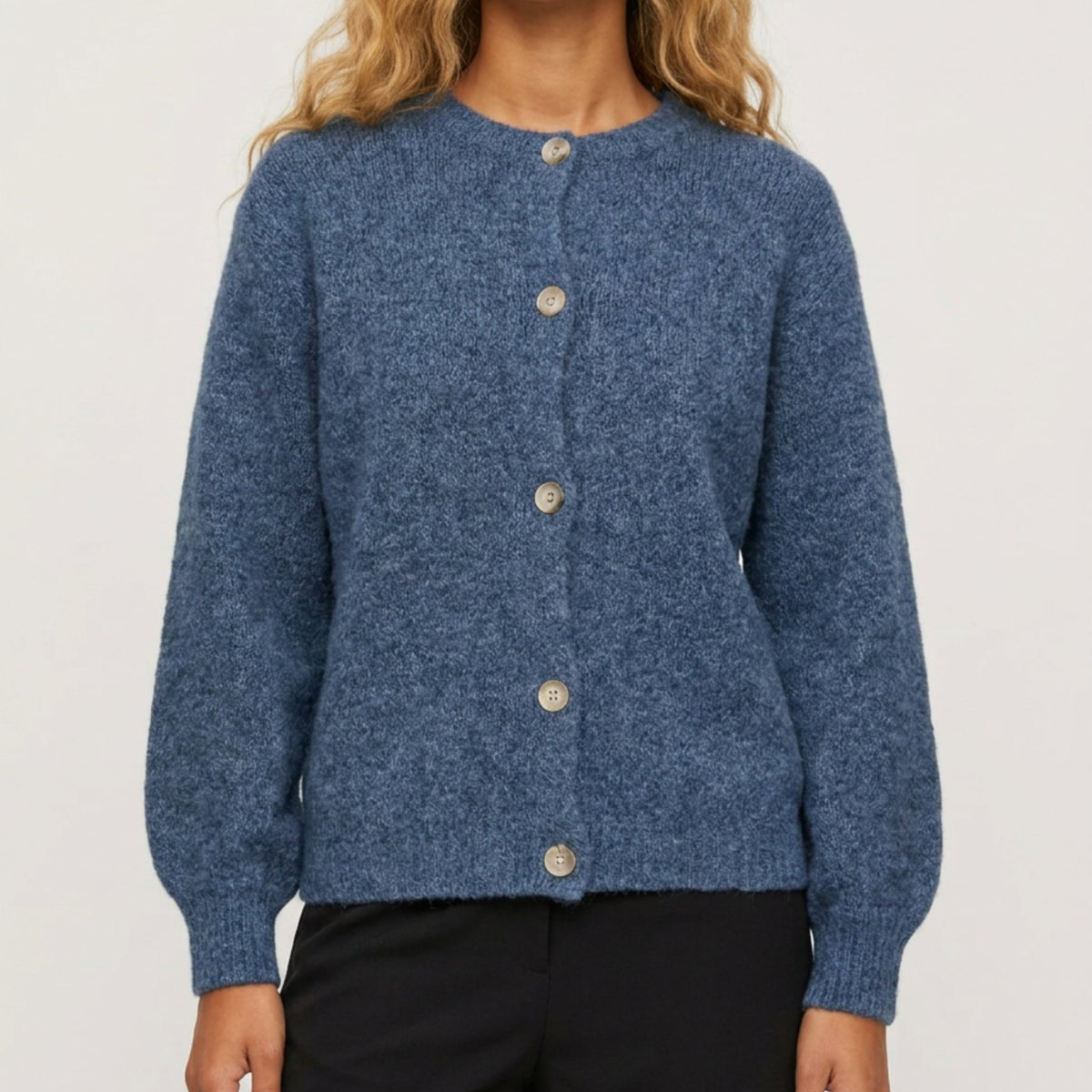 MOONDUST NICE MOHAIR BASIC CARDIGAN KNITWEAR 108 JEANS BLUE