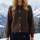 MOONDUST NICE MOHAIR BASIC CARDIGAN KNITWEAR 129 CHOCOLATE