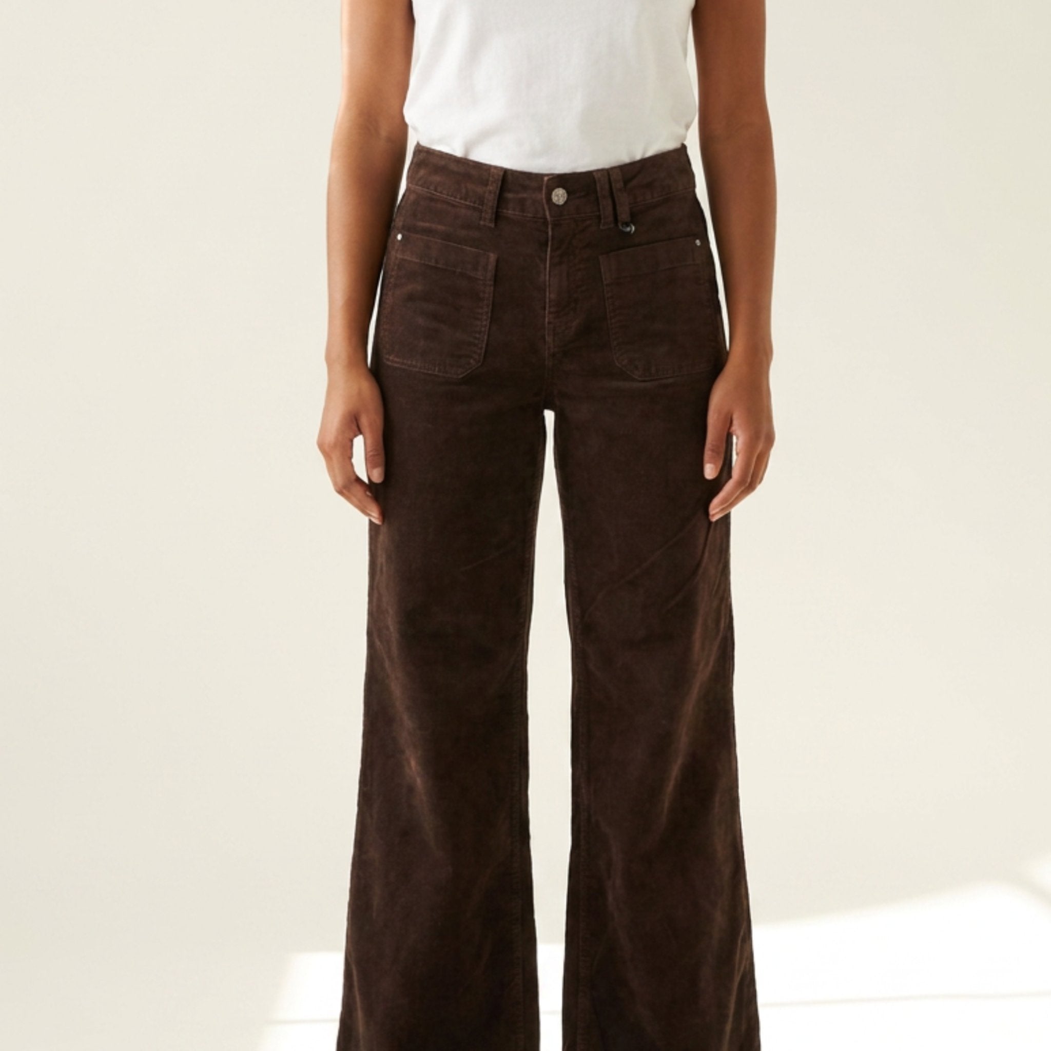 M JEANS New Tutti Wide Denim Jeans CORD/FLØJL 129 CHOCOLATE