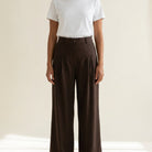 M JEANS Office Wool Pant Wide PANTS 129 CHOCOLATE